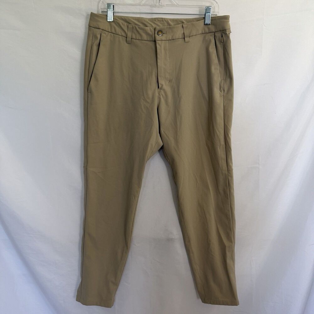 Lululemon Commission Slim Pant 33 x 28 Tan Warpstreme Mens Golf Chino Khaki